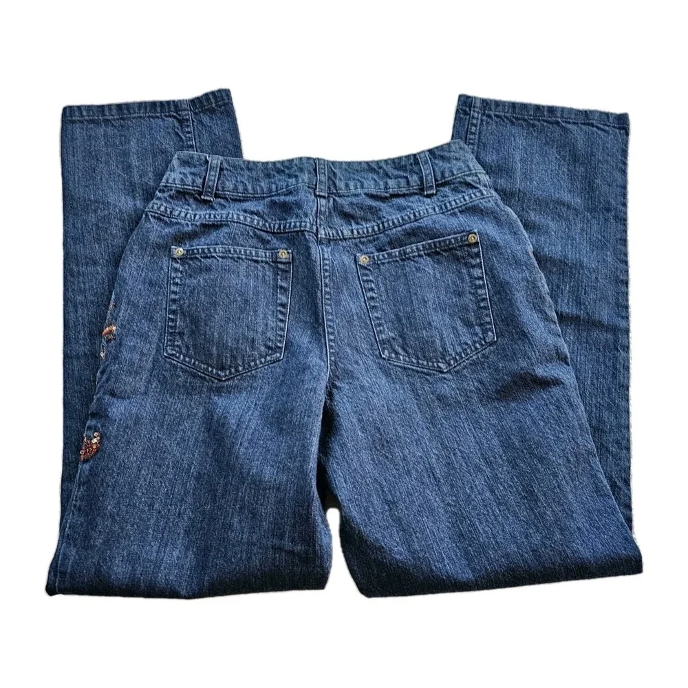 Christopher & Banks Women's Blue Embroidered Boot Cut Denim Jeans Size 6 28x31 - Picture 6 of 16